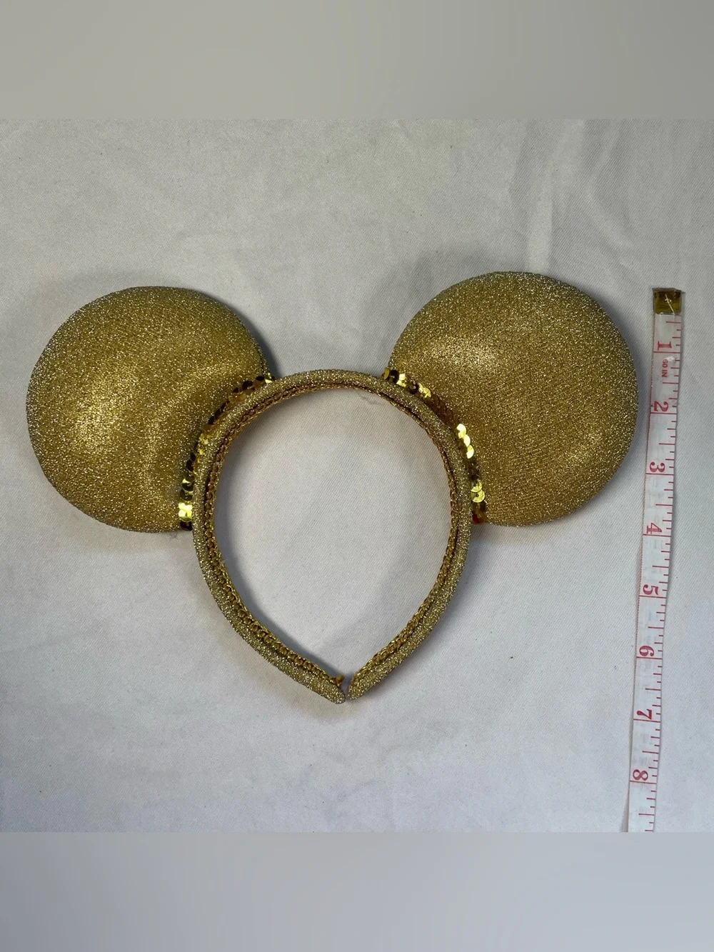 Disney Minnie / Mickey Mouse Ears Headband Gold Glitter Sequins Handmade Unique